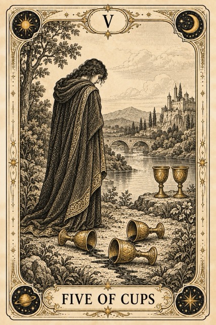 ห้าถ้วย — Five of Cups