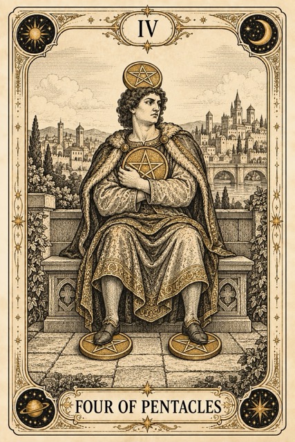 สี่เหรียญ — Four of Pentacles