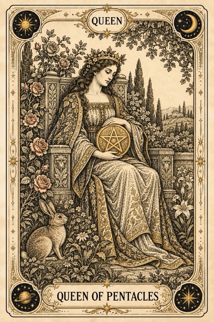 ราชินีเหรียญ — Queen of Pentacles