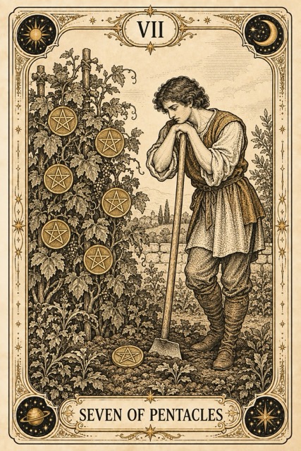 เจ็ดเหรียญ — Seven of Pentacles