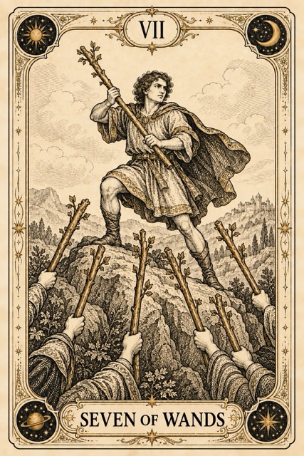 เจ็ดไม้เท้า — Seven of Wands