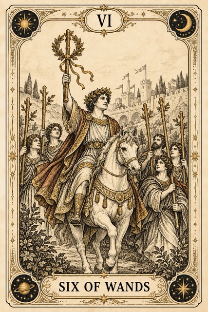 หกไม้เท้า — Six of Wands